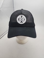 ZYIA Active Hiking Trucker Mesh All Black Hat Snapback New With Tags white patch
