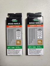 2400 Brad Nails 18 GA. Variety Pack Size 1-1/4", 1-1/2", 1-3/4" & 2" 600 Each