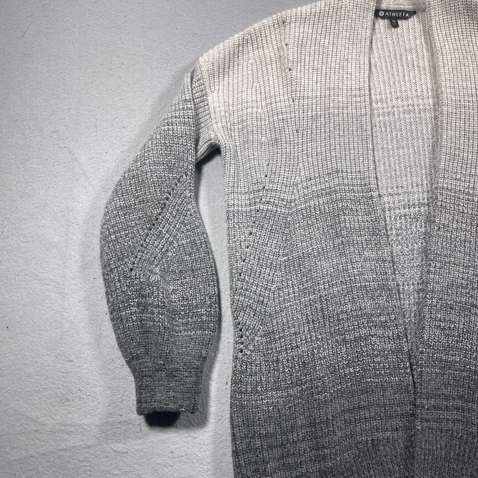 Suéter Cárdigan Abierto ATHLETA Mujer XS Lana Cachemira Gris Lucca Ombré Foto 4 de 4