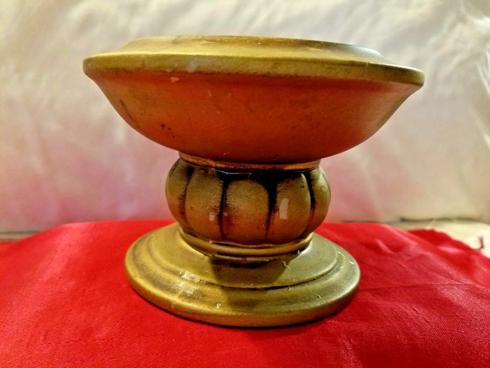 Vintage Pillar Candle Holder Trimont Ware Made in Japan Gold