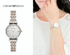 NEW EMPORIO ARMANI AR11290 GIANNI T-BAR ROSE GOLD TONE STRAP WATCH -1 Y WARRANTY