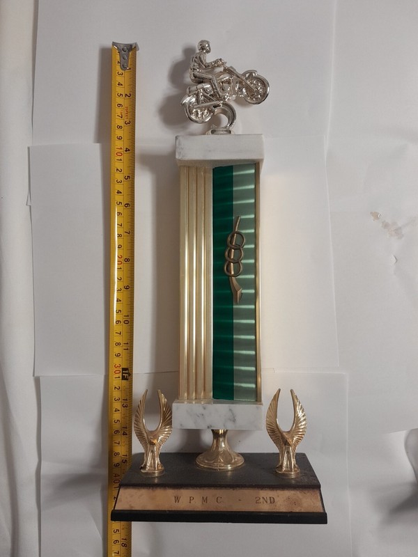 W. P. M. C. 2nd Place 16 Inch Motorcycle Racing Marble Trophy