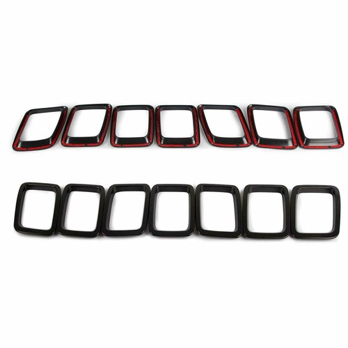 7PCS Grill Inserts Grille Cover Frame Trims Kit for Jeep Compass 2017-2020 Black - Foto 7 di 8