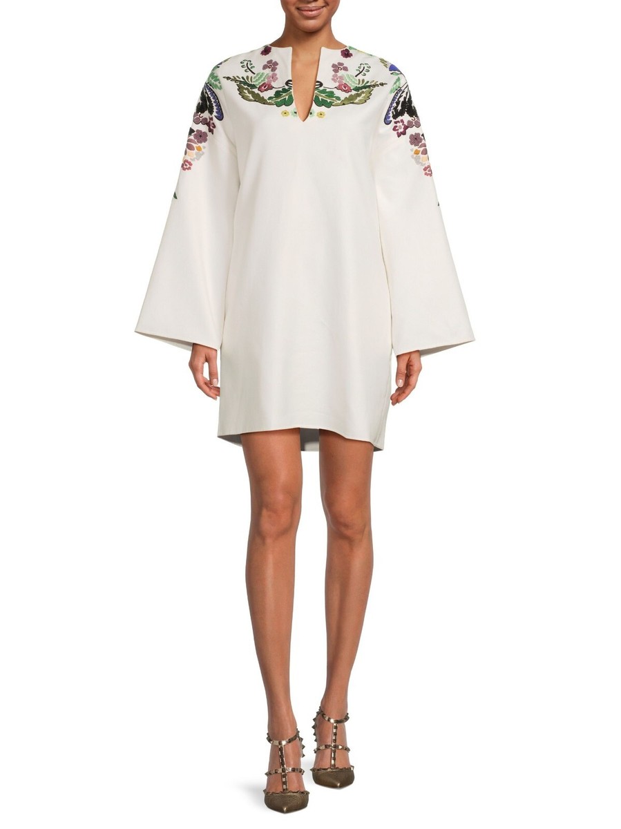 $5500 Valentino Women's Floral Embroidery Cotton Mini Shift Dress Size 40 /  US 4 | eBay