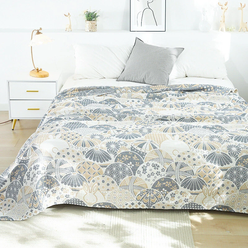 Sofá Manta Coche o Viaje Transpirable Algodón Puro Gasa Edredón Sábana Plana Foto 3 de 4