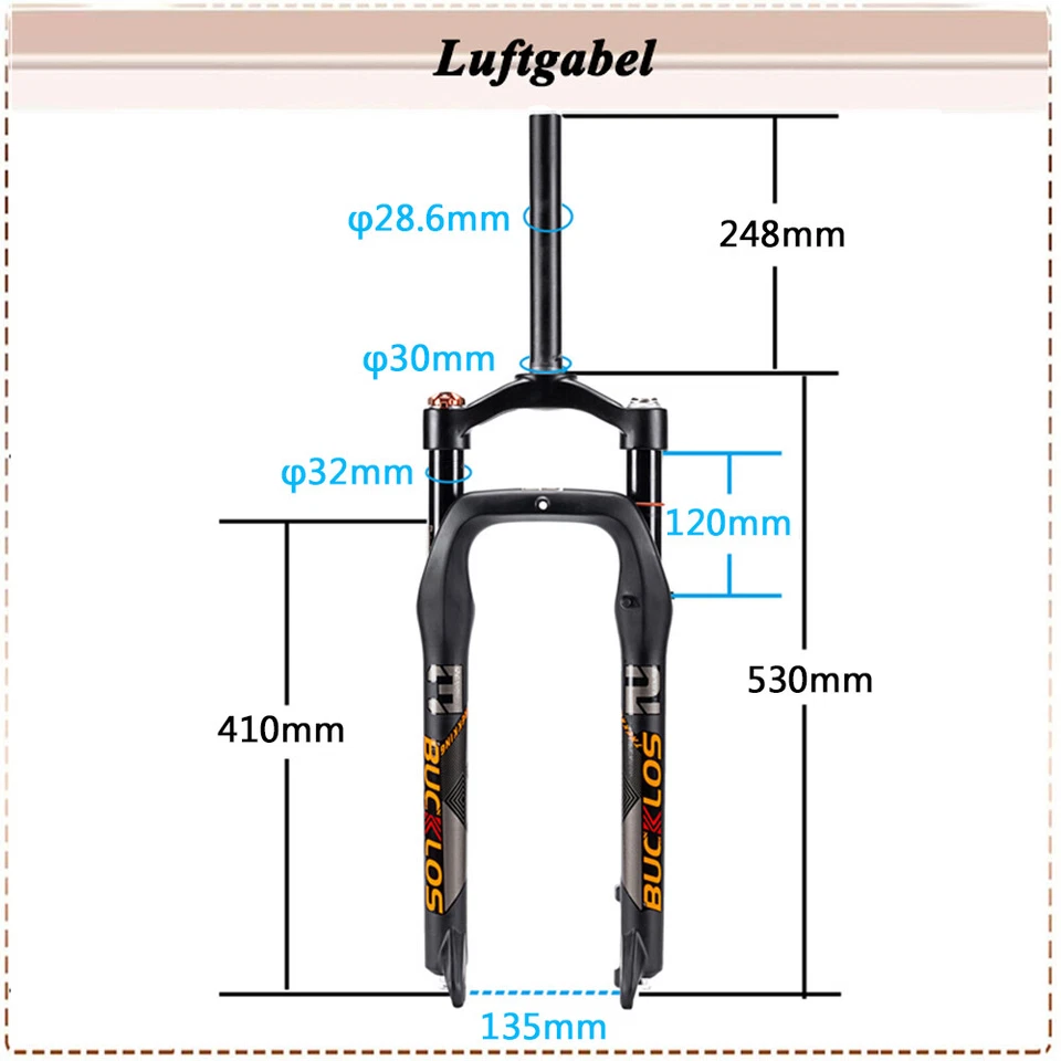 MTB Reiserad Federgabel 26*4,0 Zoll Rebound 9*135mm QR Fat Fahrrad Gabel Scheibe - Bild 3 von 4