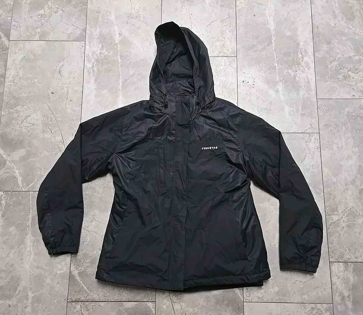 Venustas Black Heated Jacket 5V Mens Hood Coat Size Large