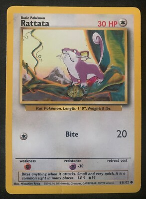 Pokémon 1999 Shadow Base Set Rattata (Pokemon Trading Card 61/102) | eBay