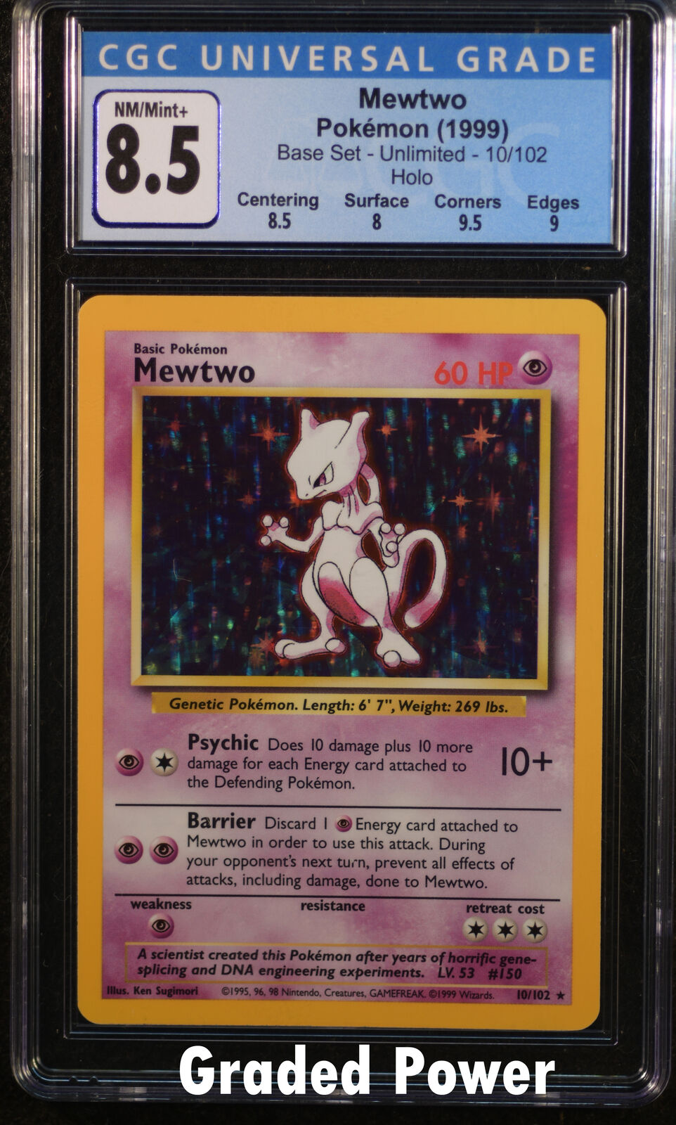 Mewtwo‑Holo 1999 Pokemon TCG Base Set Shadowless #10/102 - Novelship