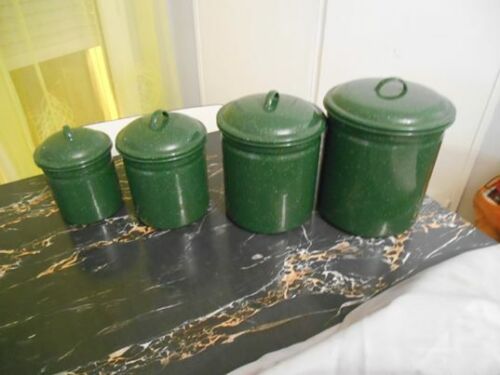 lot pot a epice ou autre metal emaillé vert spice jar or other green enameled  - Photo 1/5