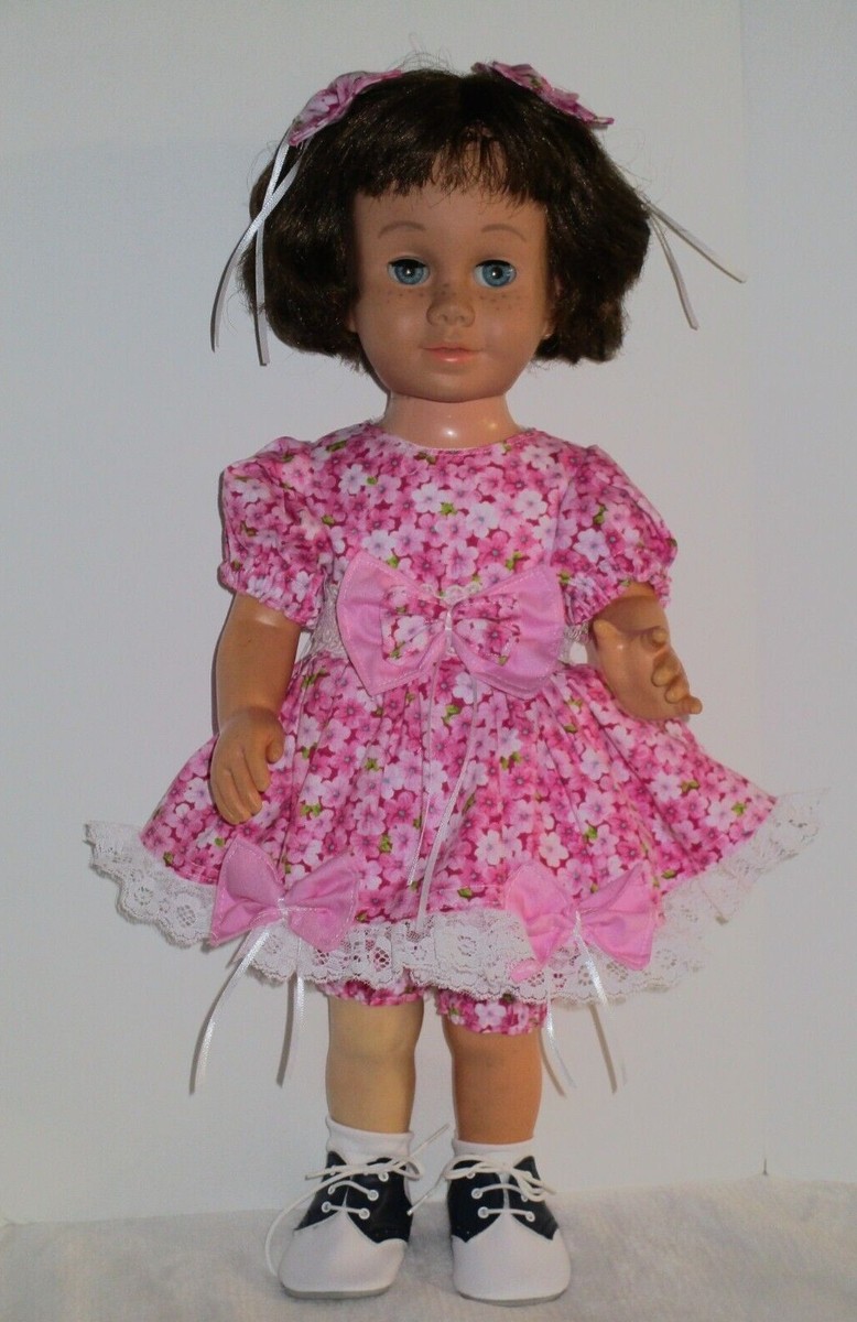 New 19 20 Chatty Cathy NO Doll Dress Floral Panties Bows Pink Pink