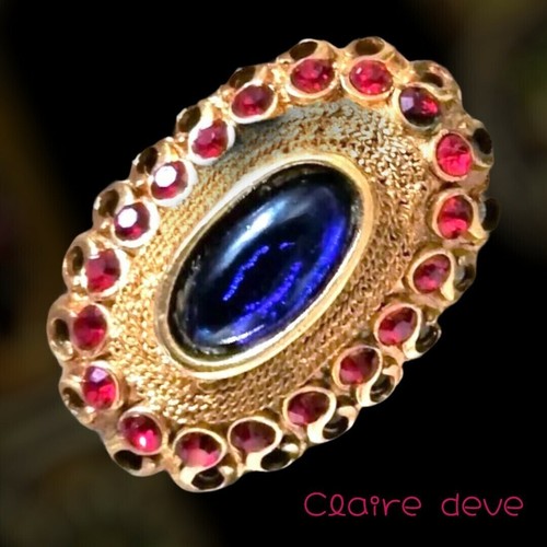 Broche Vintage Claire Deve En Résine Et Cuivre Doré à L'or Fin 24 Carats - Occasion Très Bon état