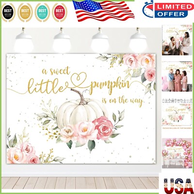 Vibrant 7x5ft Pumpkin Baby Shower Backdrop, Eco-Friendly Soft Cotton Decor
