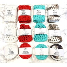 Handmade Cotton Spa Set Matching Washcloth Soap Saver  3 Reusable Facial Pads