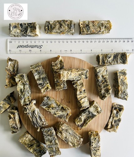 Kabeljau Hautwürfel 100 % natürlich luftgetrocknet gesund Hund behandelt Zahnfisch kauen - Bild 5 von 17