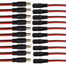 10Pairs DC Power Cable 12V 5A Plugs Male and Female Jack Barrel Connectors Wi...