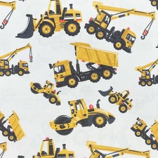 Cotton Fabric Dumper Trucks & Diggers Childrens Craft Fabric Material Metre