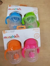 2 Pack Munchkin Any Angle Click Lock Weighted Straw Trainer Cup 7oz, 6+m