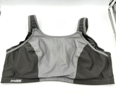 Glamorise 46DD Elite Performance Custom Control WonderWire Sports Bra Gray 9167