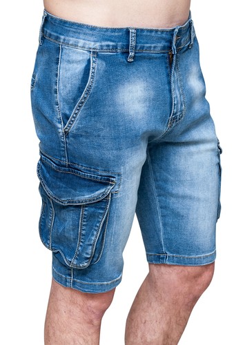 Jeans Pantaloni corti uomo blu denim shorts bermuda cotone con tasconi  laterali | eBay