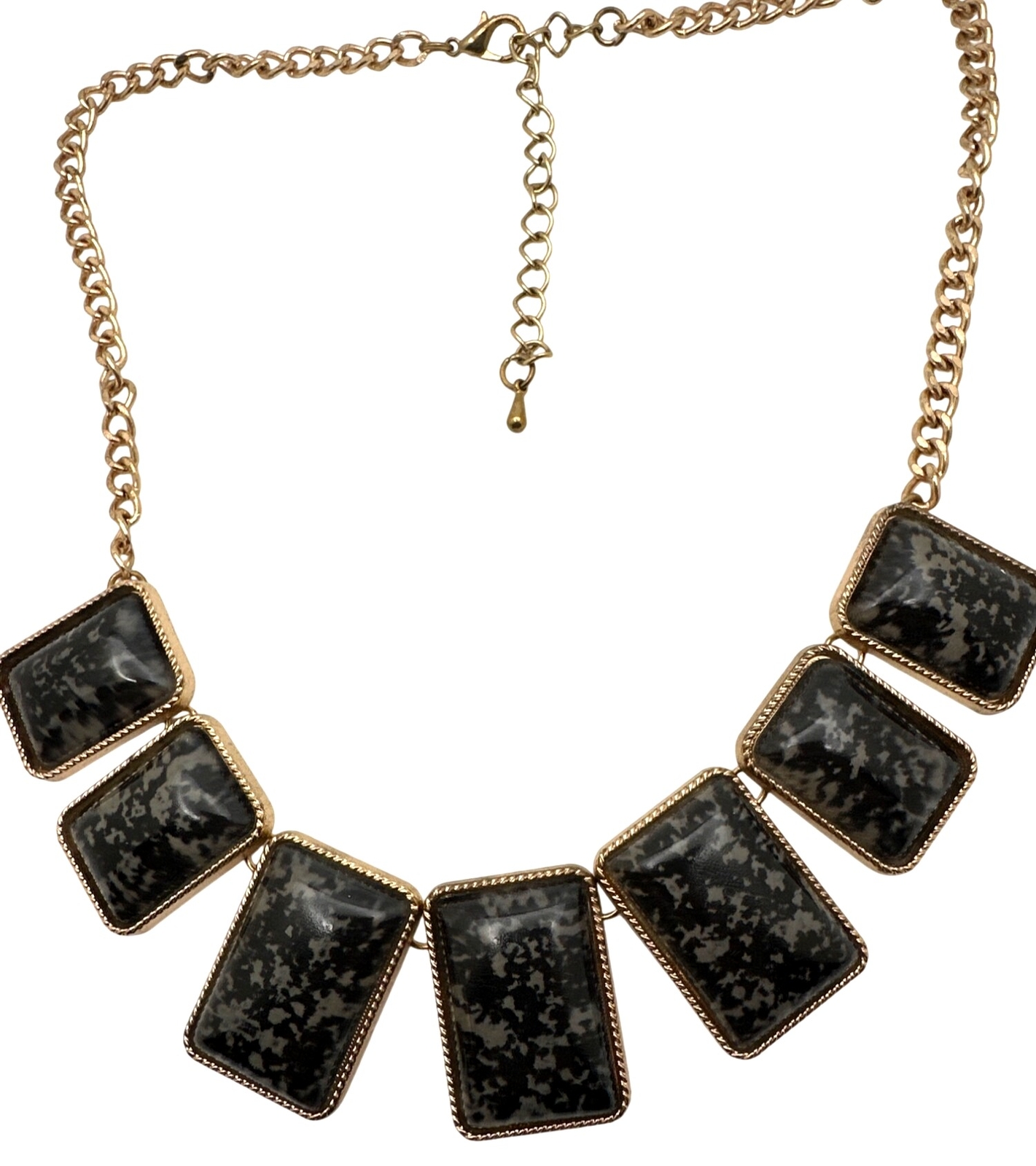 Statement Black Gray Rectangular Pendant Necklace… - image 1
