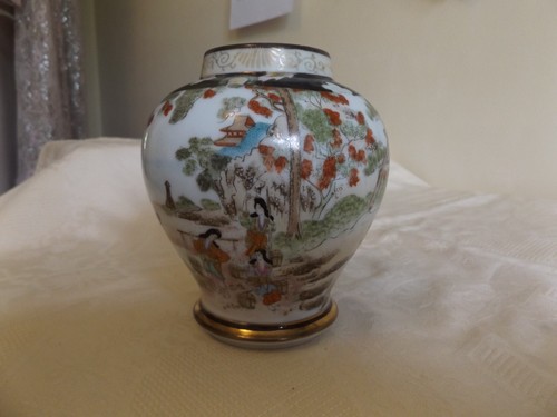 ANTIQUE JAPANESE NORITAKE PORCELAIN GINGER TEA SPICE JAR POT COUNTRY SCENES - Picture 17 of 18