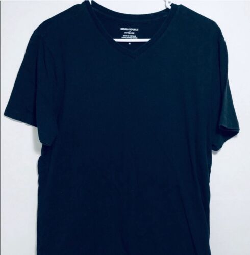Banana Republic Fitted Tee Shirt Women Medium Black Pullover V-Neck Activewear