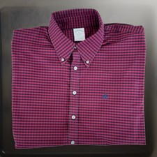 17.5 -35 XL Brooks Brothers MILANO Fit Green Label Dress Shirt Cotton RED PLAID