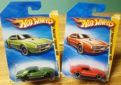 Hot Wheels '67 Pontiac Firebird 400 Green & Red 1:64 Lot of 2 New