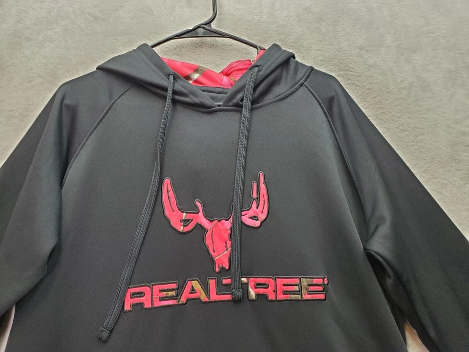 Realtree Hoodie Women Large Black Polyester Long Sleeve Logo Drawstring Pullover - Image 4 of 4