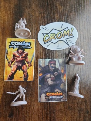 CONAN: The Board Game Unpainted Miniature Figures Lot Of 4 Plus Stickers