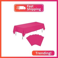Hot Pink 6 Pack Plastic Table Cloth 54" x 108", Disposable Tablecloths Rectangle