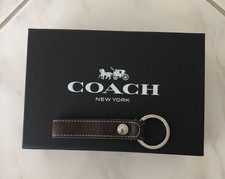 Coach Brown Leather Key Chain/Key Ring With Coach Box