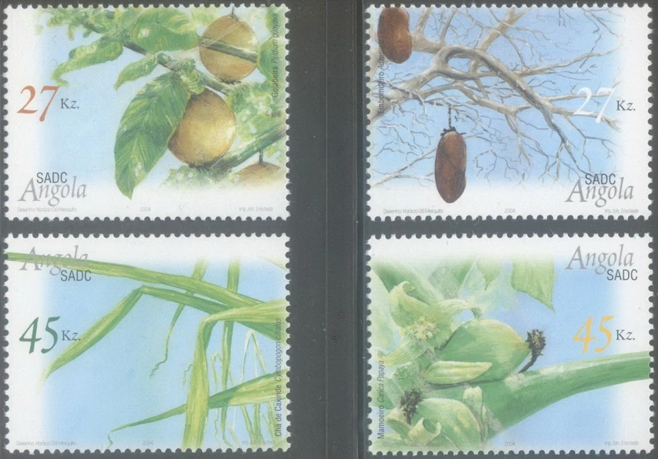 Angola 2004 MNH**Plants*Fruits*Flora*Nature*Trees*Guava*Baobab*Lemongrass*Papaya - Photo 1/1