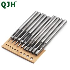 QJH 10pcs/set Round Leather Shape Hole Punch Kit Belt Hollow DIY Punch Set Metal