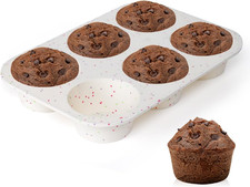 Muffin Pan, 3.5 Inch Large Muffin Pan 6 Cup Silicone Jumbo Muffin Tin