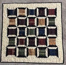 Handmade Quilted Table Topper 23 3/4" square Multi colored spools