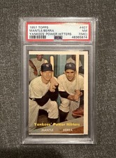 1957 TOPPS MANTLE BERRA YANKEES' POWER HITTERS #407 PSA NM 7(MC)