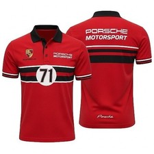 Porsche Motorsport Heritage Racing Mans Short Sleeve Polo Shirt 3d Tee Black