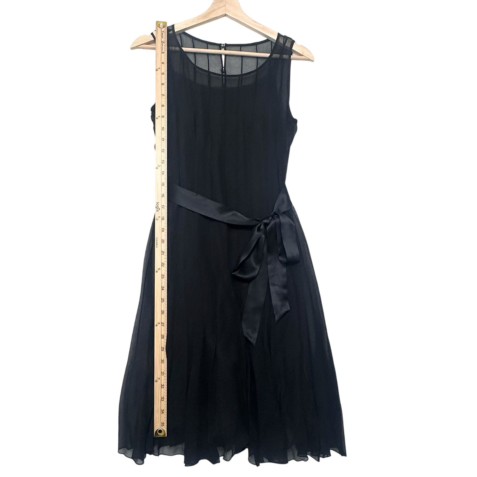 Calvin Klein VTG Y2K 2000s Sz 2 Silk Chiffon Sleeveless Black Dress Rachel Green thumbnail 5