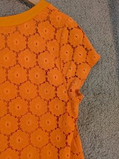 Isaac Mizrahi Live Orange Boho Floral Lace V‑Neck Mini Dress M