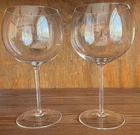 Tiffany & Co Crystal ~ (2) Vtg Balloon Wide Bowl Red Wine Glasses 7 1/4" MINT