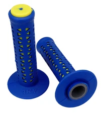 AME old school BMX Unitron bicycle grips - BLUE over YELLOW