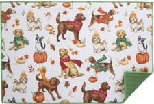 Microfiber Dish Drying Kitchen Mat 14"x 21" FALL, PUMPKINS, LEAVES DOGS, MI