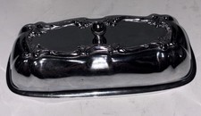 vintage Crome Plated metal butter dish Lid Replacement With ornate floral scroll