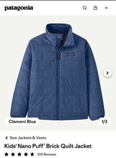 Patagonia Kids Nano Puff Brick Quilt Jacket Blue Style 68001 Small 7-8 Rare