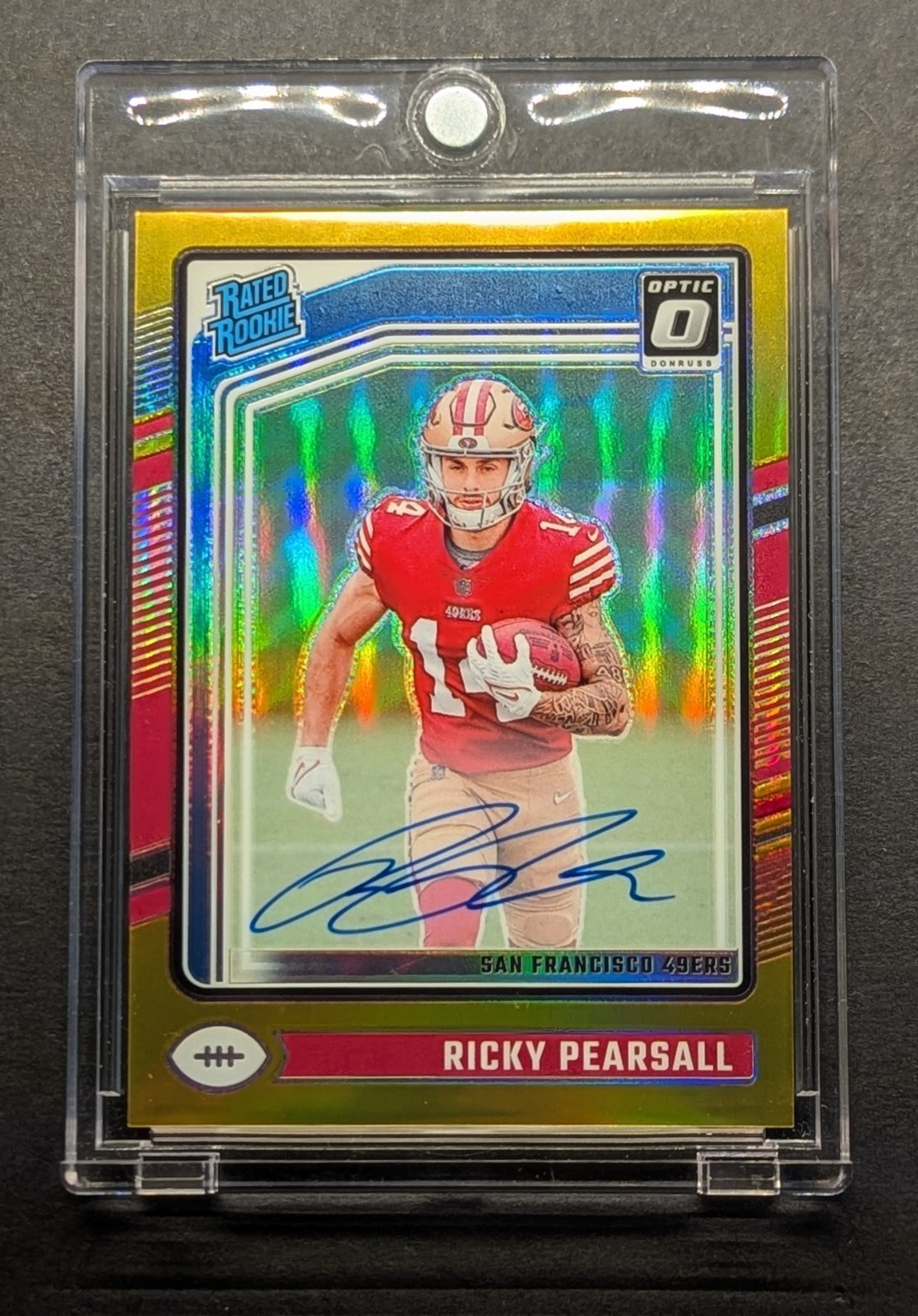 RICKY PEARSALL Rookie Auto 2024 Optic Rated Rookie Gold Holo Prizm RC SSP /10