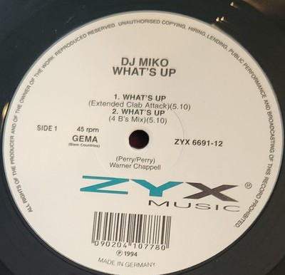 DJ Miko - What's Up - 12'' Vinyl - 1994 - US - VG+