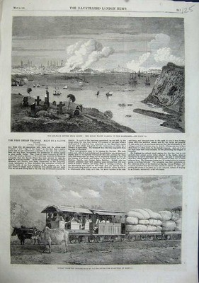 Alter antiker Druck 1863 Sultan Ägypten Royal Yacht Indianer Straßenbahn Bosporus 19.
