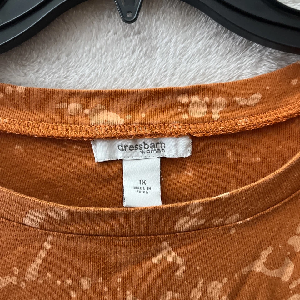 Blusa Top Mujer Dressbarn Naranja Plus 1X Cuentas Geométricas Manga Larga Algodón Foto 3 de 4